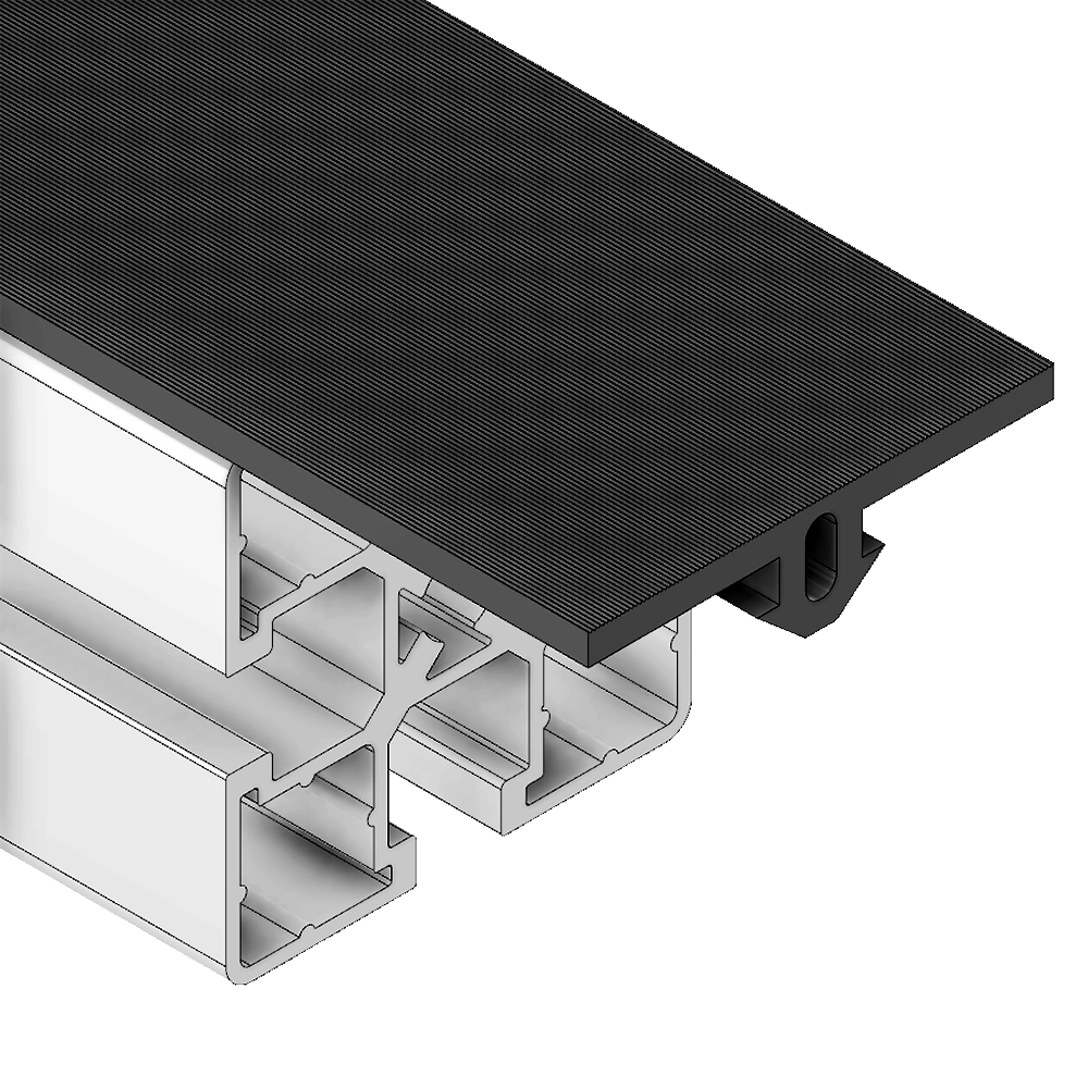 MODULAR SOLUTIONS PVC COVER PROFILE FLAT RUBBER W/RIDGES, CUT TO ANY LENGTH PRICE / METER SHOWN